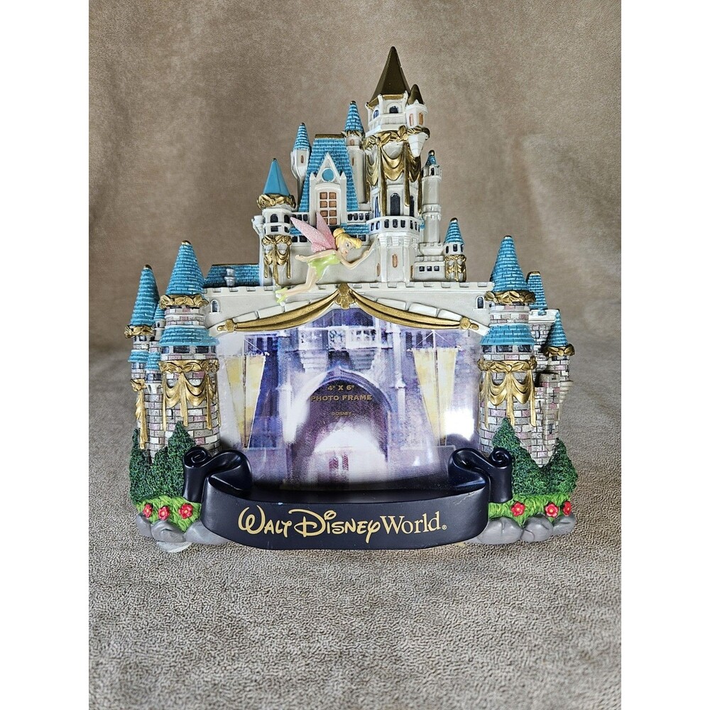 Disney Cinderella Castle Tinker Bell Photo Frame Collectible 4x6 photo